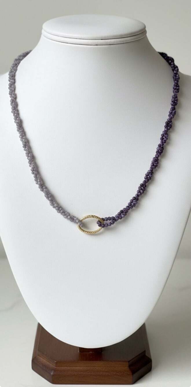 Emery Gold Beaded Strand Necklace in Amethyst